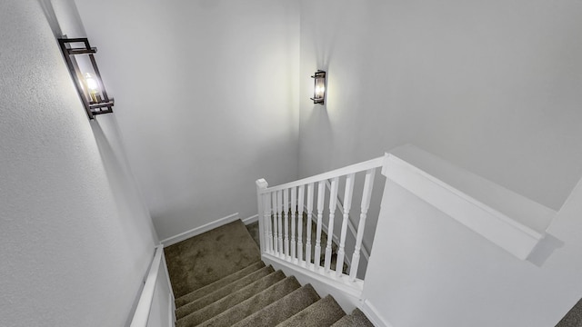 stairway with carpet floors