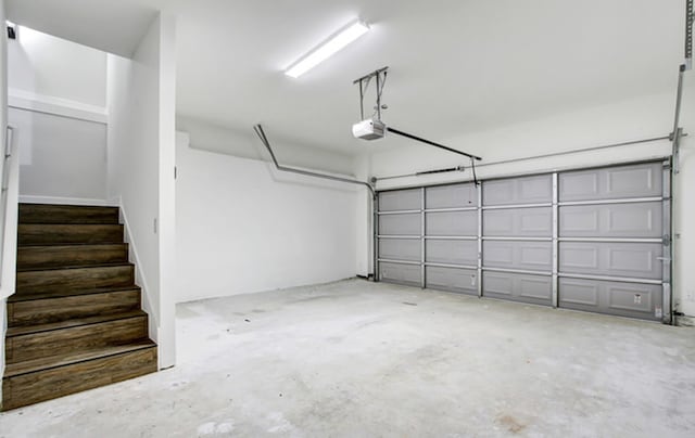 garage with a garage door opener