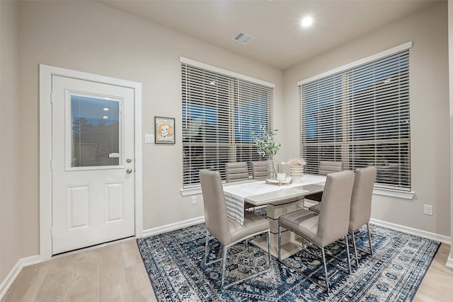 dining area featuring light hardwood / wood-style flooring