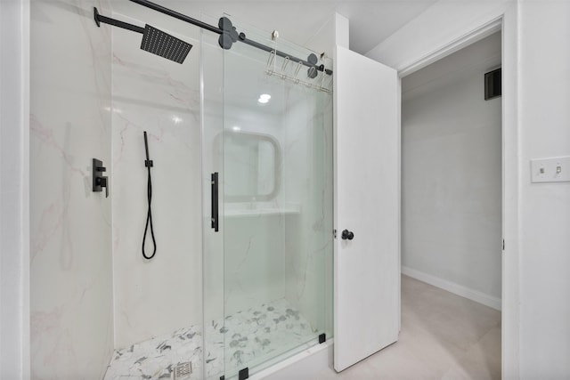 bathroom featuring walk in shower