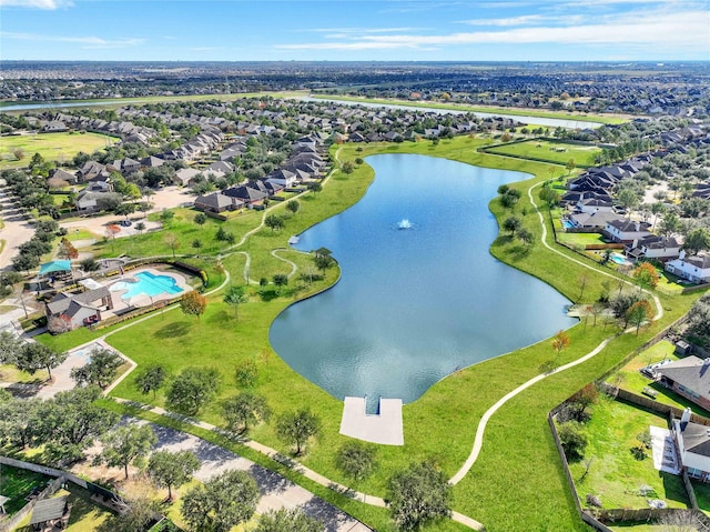 bird's eye view featuring a water view