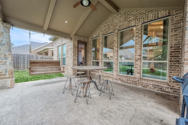 view of patio / terrace featuring ceiling fan