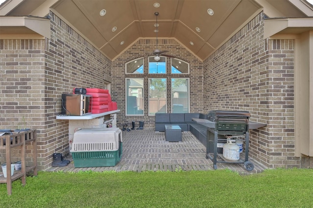 view of patio featuring area for grilling and an outdoor living space