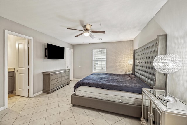 bedroom featuring light tile patterned floors