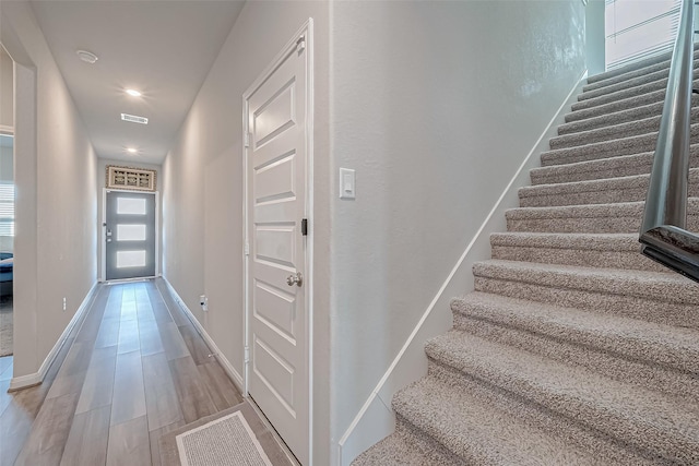 interior space with light hardwood / wood-style floors