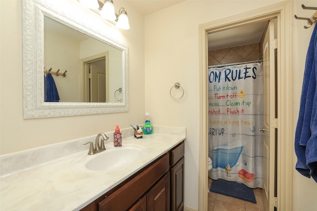 bathroom featuring vanity and walk in shower