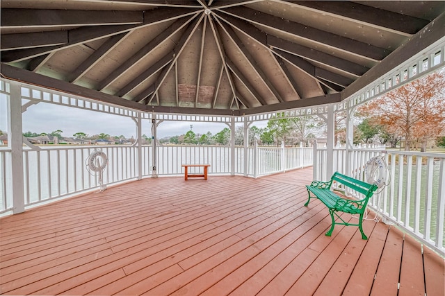 wooden deck with a gazebo