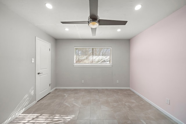 unfurnished room with ceiling fan