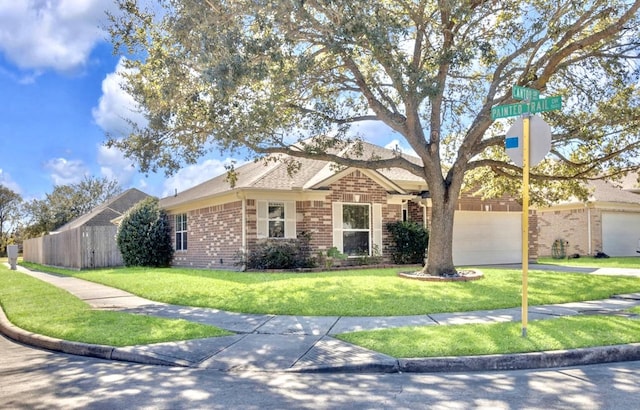 ranch-style home with a front lawn