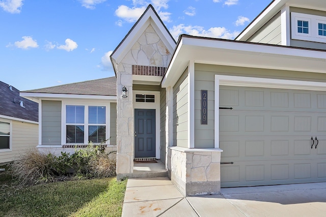 exterior space featuring a garage