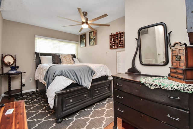 bedroom featuring ceiling fan