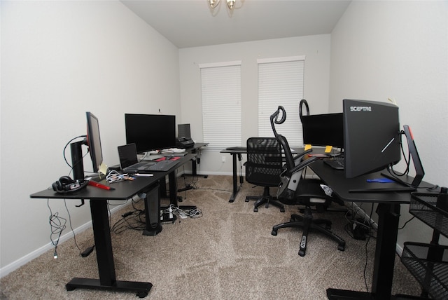 home office featuring carpet floors