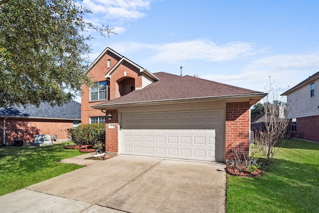 front of property with a garage and a front yard