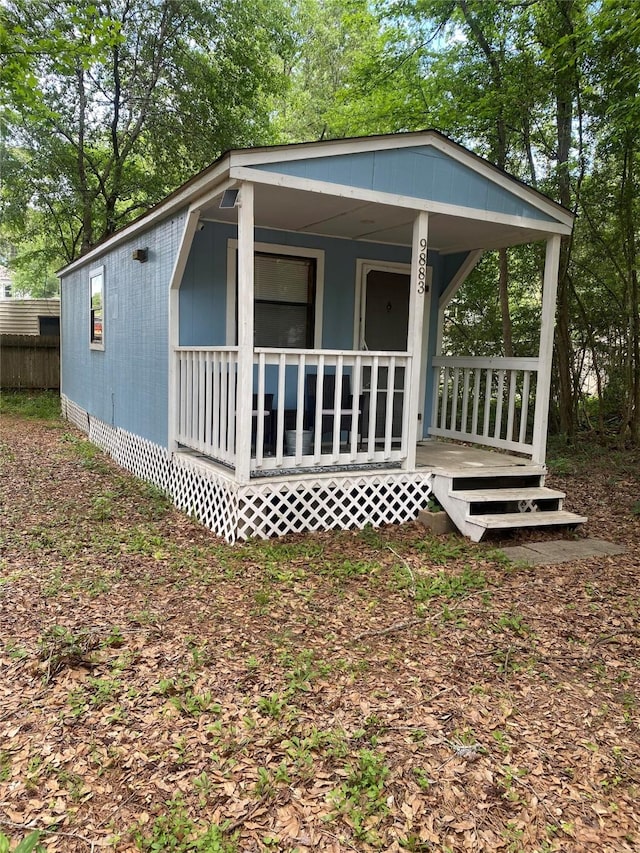 exterior space with covered porch