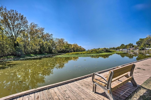 dock area featuring a water view