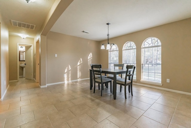 view of tiled dining area