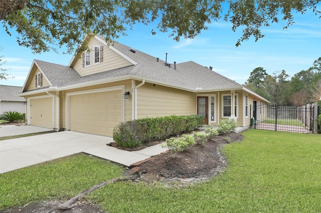 view of front of home with a garage and a front yard