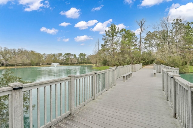 view of dock featuring a water view