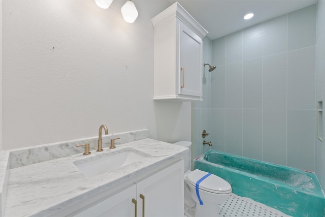 23015 Lunes, Galveston, TX 77554 - full bathroom with vanity, toilet, and shower / washtub combination