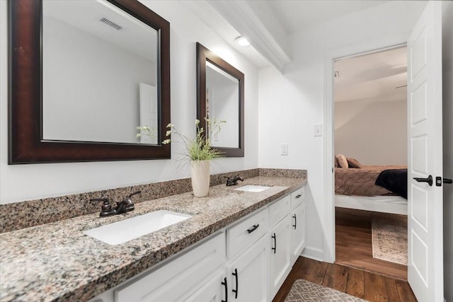 bathroom featuring wood-type flooring and vanity