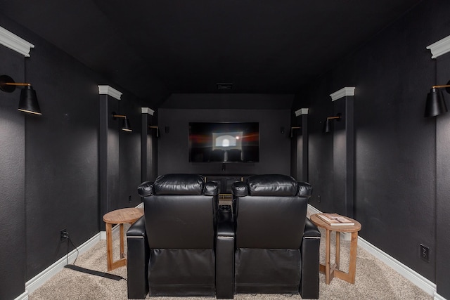 view of carpeted home theater room