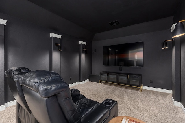 view of carpeted home theater