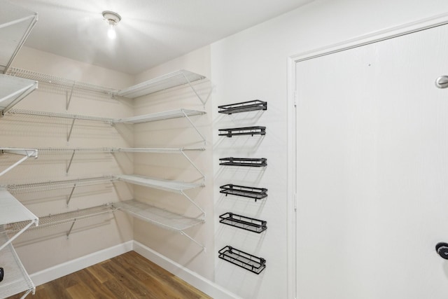 spacious closet featuring hardwood / wood-style flooring