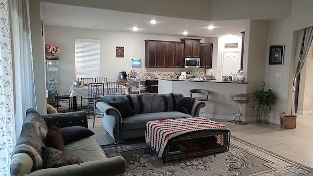 view of tiled living room