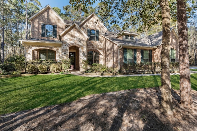 view of front of house featuring a front lawn