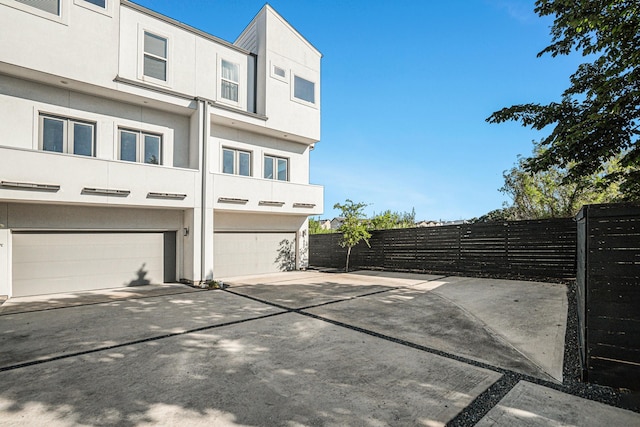 exterior space featuring a garage