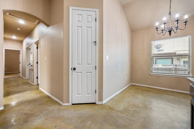 interior space with an inviting chandelier