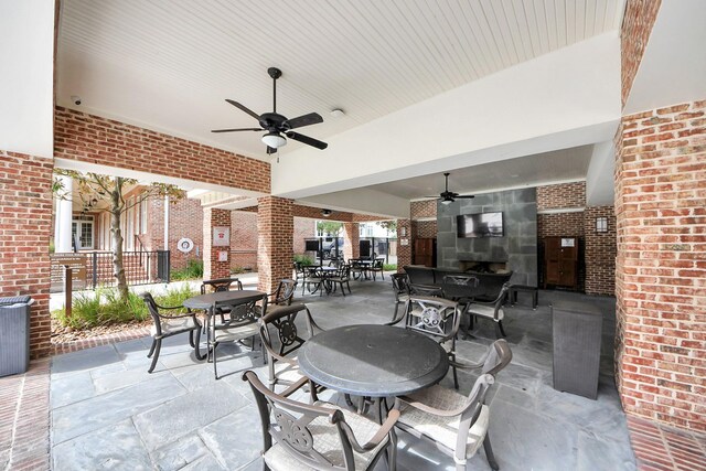 view of patio with ceiling fan