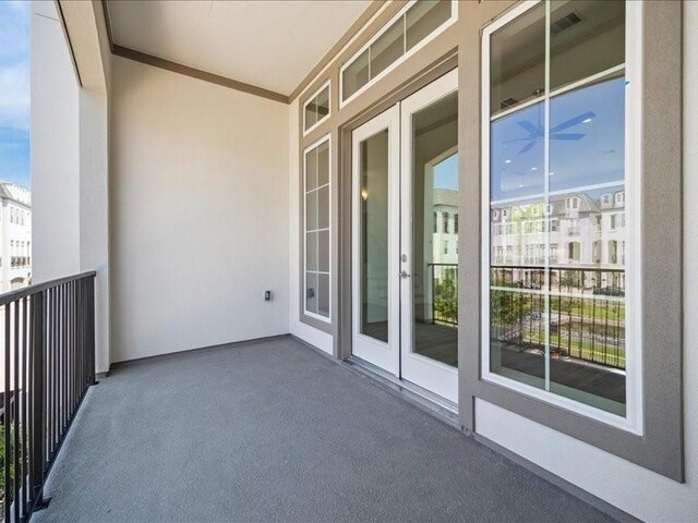 balcony with french doors