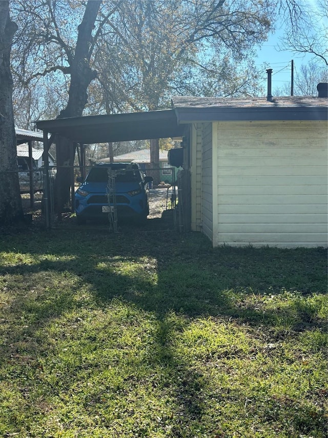 exterior space with a carport