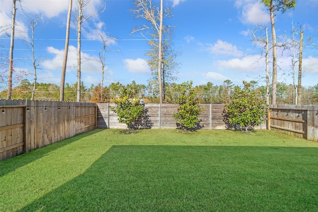 view of yard featuring a fenced backyard