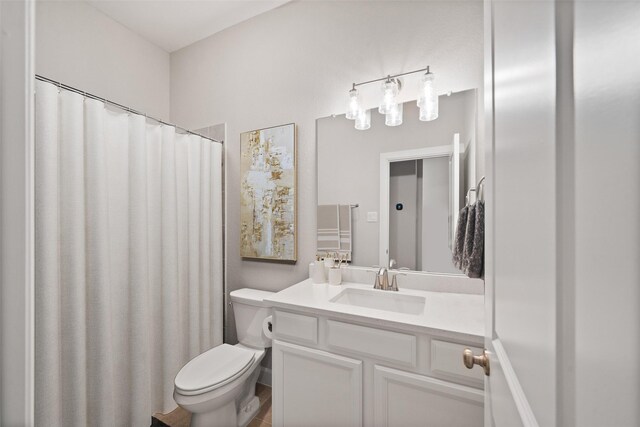 15527 Sunset Maple Ct, Conroe, TX 77302 - bathroom featuring toilet, vanity, and a shower with curtain