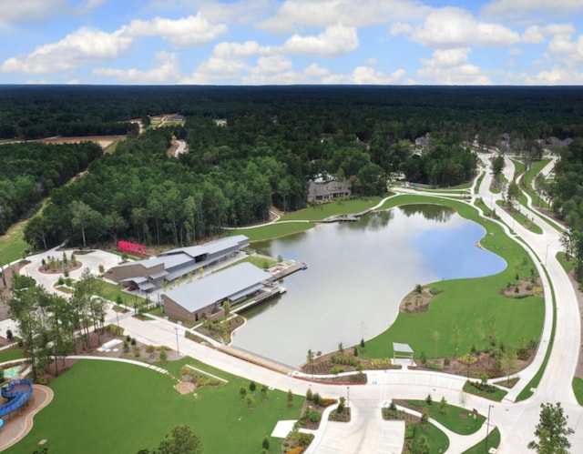 15527 Sunset Maple Ct, Conroe, TX 77302 - aerial view of property's location featuring a heavily wooded area and a large body of water