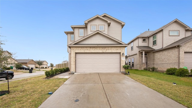 craftsman-style home with a garage and a front yard