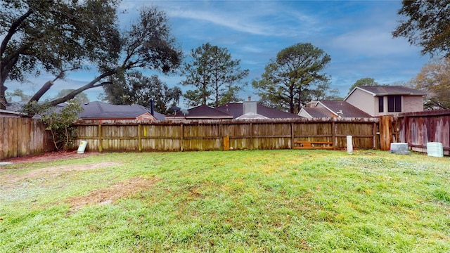 view of yard featuring a fenced backyard