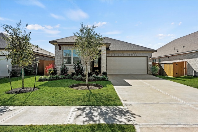 view of front of home featuring a garage and a front lawn