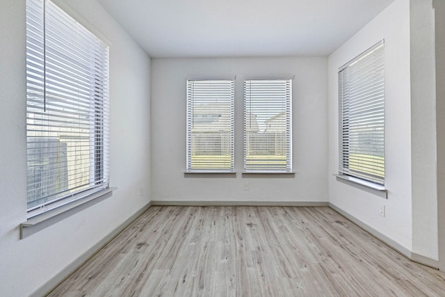 unfurnished room with light hardwood / wood-style floors