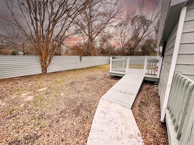 view of yard featuring a deck