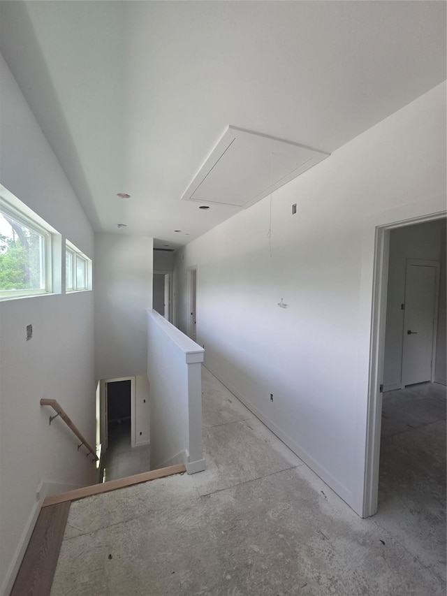 9630 Burden St, Houston, TX 77093 - stairs featuring attic access and baseboards