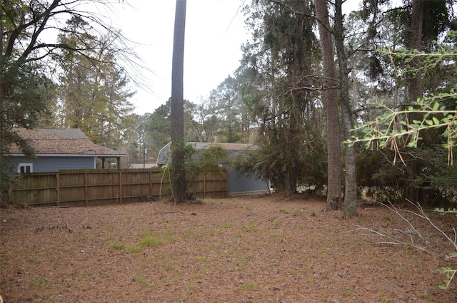 view of yard featuring a storage shed