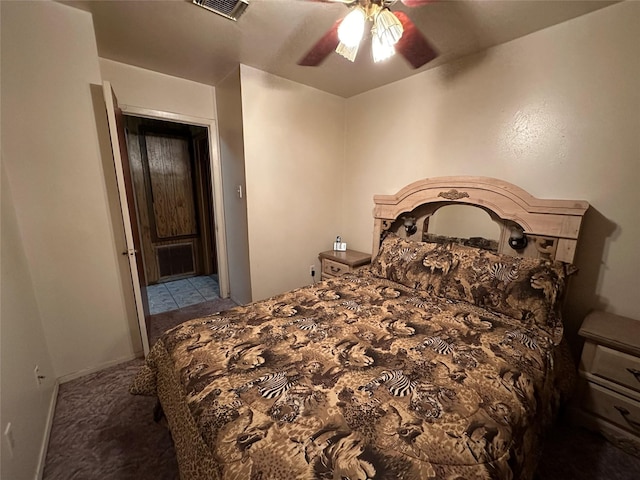 bedroom featuring ceiling fan