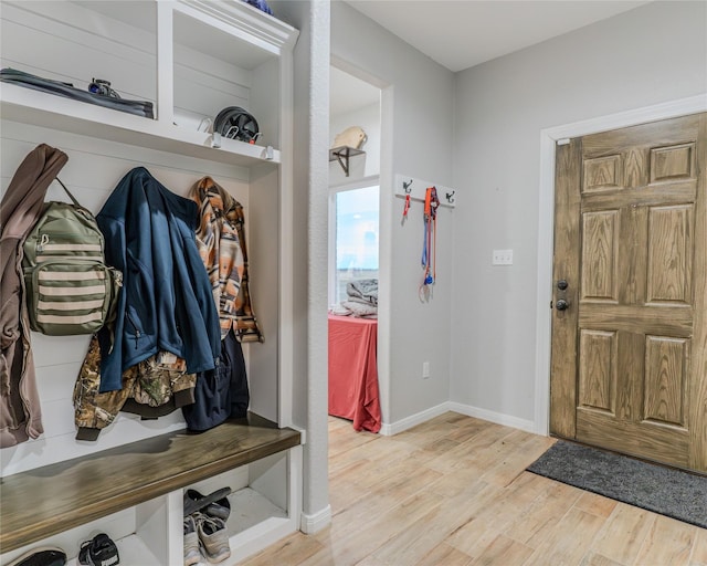 mudroom featuring light wood-type flooring