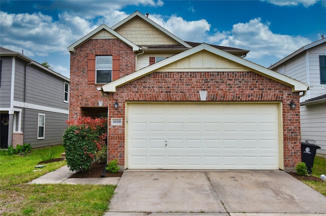 front of property with a garage