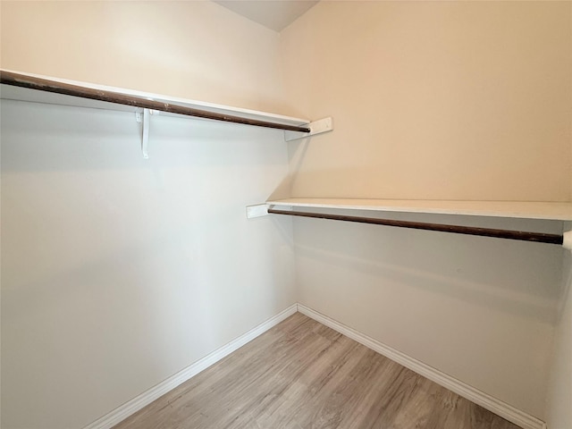 walk in closet featuring light hardwood / wood-style flooring