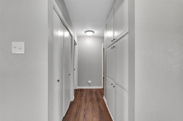 hallway featuring dark wood-type flooring