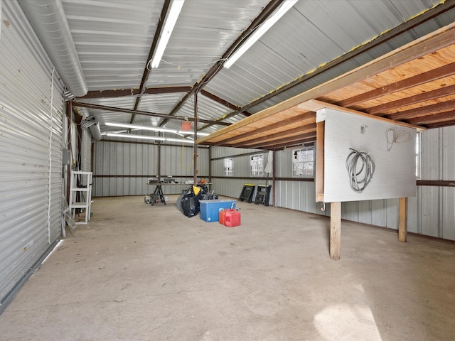 garage featuring metal wall